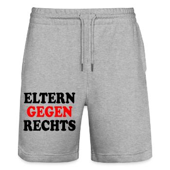 Eltern gegen rechts - Stanley/Stella Unisex Bio Joggingshorts Trainer  - Grau meliert - Vorne - Nik (191cm) & Marisol (170cm)