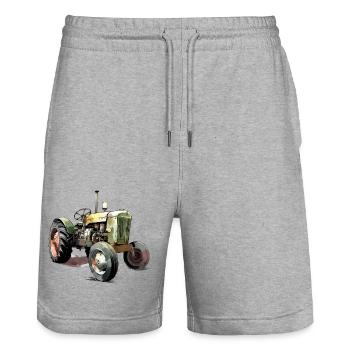 Tracteur à l ancienne n°2 - Short de jogging bio TRAINER Stanley/Stella unisexe - gris chiné - Devant - Nik (191cm) & Marisol (170cm)