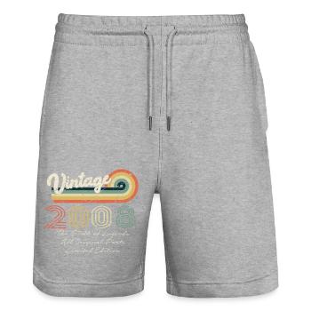 Awesome seit 2008 Jubiläum 2008 Jahrgang 200 - Stanley/Stella Unisex Bio Joggingshorts Trainer  - Grau meliert - Vorne - Nik (191cm) & Marisol (170cm)