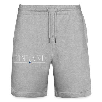 Finland: Design, Nature, Unforgettable - Stanley/Stella Trainer Unisex Organic Jogging Shorts - heather grey - Front - Nik (191cm) & Marisol (170cm)