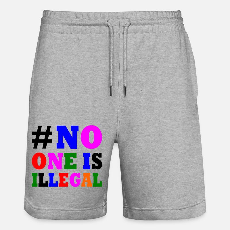 No one is illegal - Stanley/Stella Unisex Bio Joggingshorts Trainer  - Grau meliert