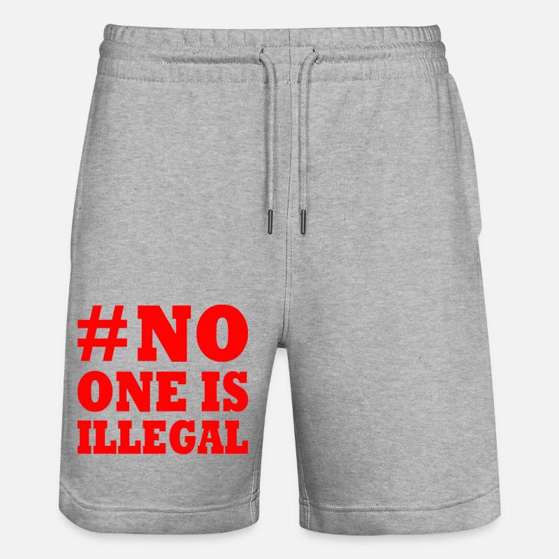 No one is illegal - Stanley/Stella Unisex Bio Joggingshorts Trainer  - Grau meliert