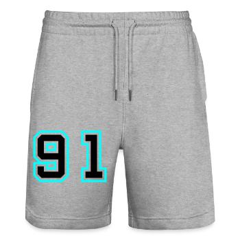 91 Symbole numérique - Short de jogging bio TRAINER Stanley/Stella unisexe - gris chiné - Devant - Nik (191cm) & Marisol (170cm)