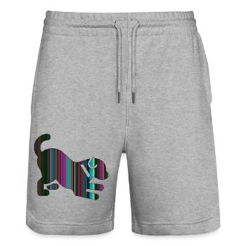 Welpe - Stanley/Stella Unisex Bio Joggingshorts Trainer  - Grau meliert - Vorne - Nik (191cm) & Marisol (170cm)
