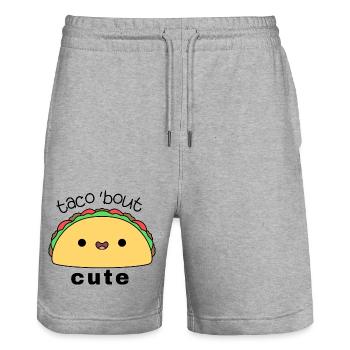cute taco kawaii taco' bout cute quote funny - Stanley/Stella Trainer Unisex Organic Jogging Shorts - heather grey - Front - Nik (191cm) & Marisol (170cm)