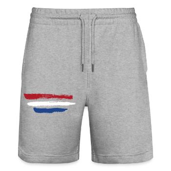 Niederlande Flagge - LOGO Vintage - Stanley/Stella Unisex Bio Joggingshorts Trainer  - Grau meliert - Vorne - Nik (191cm) & Marisol (170cm)