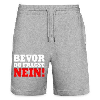 Bevor du fragst nein - Stanley/Stella Unisex Bio Joggingshorts Trainer  - Grau meliert - Vorne - Nik (191cm) & Marisol (170cm)