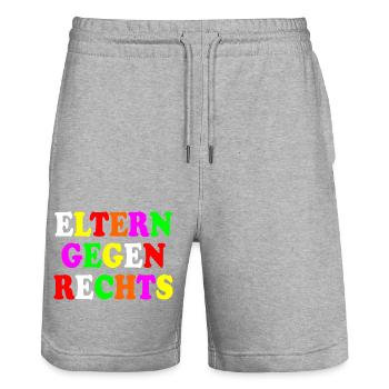 Eltern gegen rechts - Stanley/Stella Unisex Bio Joggingshorts Trainer  - Grau meliert - Vorne - Nik (191cm) & Marisol (170cm)