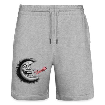Mond-Unfug: DU DUMMKOPF - Stanley/Stella Unisex Bio Joggingshorts Trainer  - Grau meliert - Vorne - Nik (191cm) & Marisol (170cm)