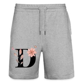 Wildflower Watercolor Letter - Stanley/Stella Trainer Unisex Organic Jogging Shorts - heather grey - Front - Nik (191cm) & Marisol (170cm)