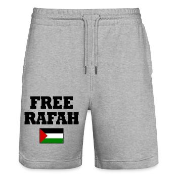 Free rafah - Short de jogging bio TRAINER Stanley/Stella unisexe - gris chiné - Devant - Nik (191cm) & Marisol (170cm)