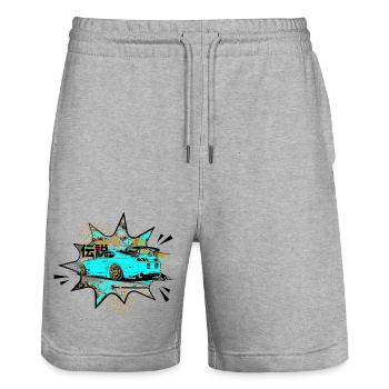 Supra back bubble - Stanley/Stella Trainer Unisex Organic Jogging Shorts - heather grey - Front - Nik (191cm) & Marisol (170cm)