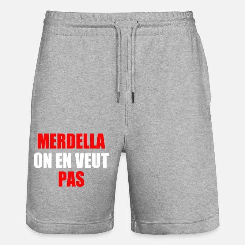 merdella on en veut pas - Short de jogging bio TRAINER Stanley/Stella unisexe - gris chiné