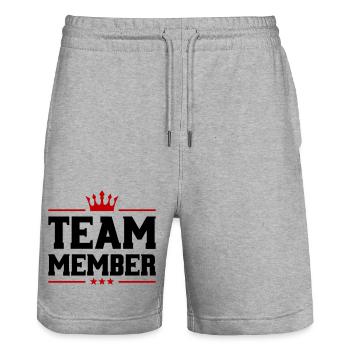 Team Member Krone - Stanley/Stella Trainer Unisex Organic Jogging Shorts - heather grey - Front - Nik (191cm) & Marisol (170cm)