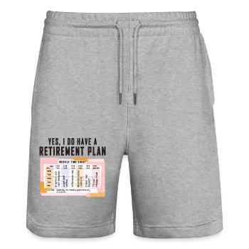 Lustiger Rentenplan Wochenplan, Entspannter Alltag - Stanley/Stella Unisex Bio Joggingshorts Trainer  - Grau meliert - Vorne - Nik (191cm) & Marisol (170cm)