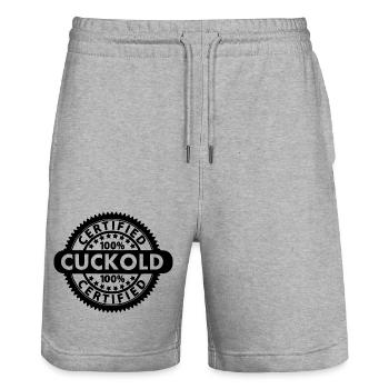 certified cuckold - Stanley/Stella Unisex Bio Joggingshorts Trainer  - Grau meliert - Vorne - Nik (191cm) & Marisol (170cm)