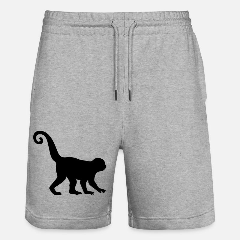affe silhouette - Stanley/Stella Unisex Bio Joggingshorts Trainer  - Grau meliert