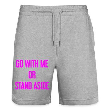 Walk with or aside - Stanley/Stella Trainer Unisex Organic Jogging Shorts - heather grey - Front - Nik (191cm) & Marisol (170cm)