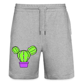 Kleiner Kaktus Stacheln Wüsten Kakteen Blumentopf - Stanley/Stella Unisex Bio Joggingshorts Trainer  - Grau meliert - Vorne - Nik (191cm) & Marisol (170cm)