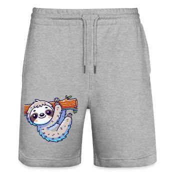 faultier - Stanley/Stella Unisex Bio Joggingshorts Trainer  - Grau meliert - Vorne - Nik (191cm) & Marisol (170cm)