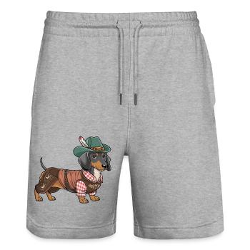 Bavarian Dachshund Red White Shirt Traditional Costume Bavaria - Stanley/Stella Trainer Unisex Organic Jogging Shorts - heather grey - Front - Nik (191cm) & Marisol (170cm)