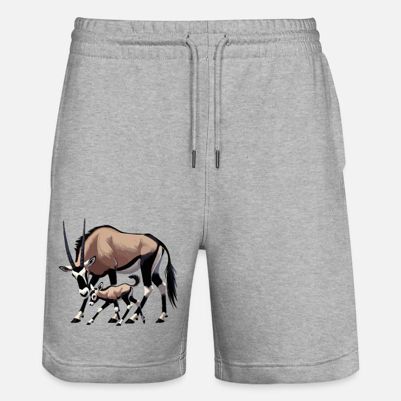 Antilope oryx avec jeune - Short de jogging bio TRAINER Stanley/Stella unisexe - gris chiné