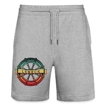 Nordstyle Lübeck Ankerdesign No. 1 City - Stanley/Stella Unisex Bio Joggingshorts Trainer  - Grau meliert - Vorne - Nik (191cm) & Marisol (170cm)