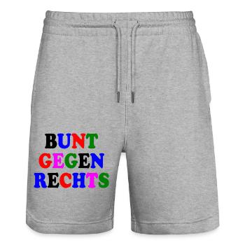 Colorful against the right - Stanley/Stella Trainer Unisex Organic Jogging Shorts - heather grey - Front - Nik (191cm) & Marisol (170cm)