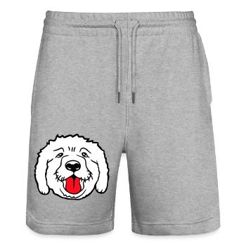 Dear dog sticks out his tongue happily - Stanley/Stella Trainer Unisex Organic Jogging Shorts - heather grey - Front - Nik (191cm) & Marisol (170cm)