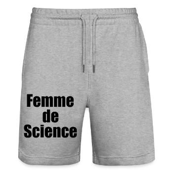Femme de science - Short de jogging bio TRAINER Stanley/Stella unisexe - gris chiné - Devant - Nik (191cm) & Marisol (170cm)