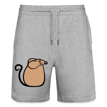 souris souris mignon petit rat rongeur amical - Short de jogging bio TRAINER Stanley/Stella unisexe - gris chiné - Devant - Nik (191cm) & Marisol (170cm)