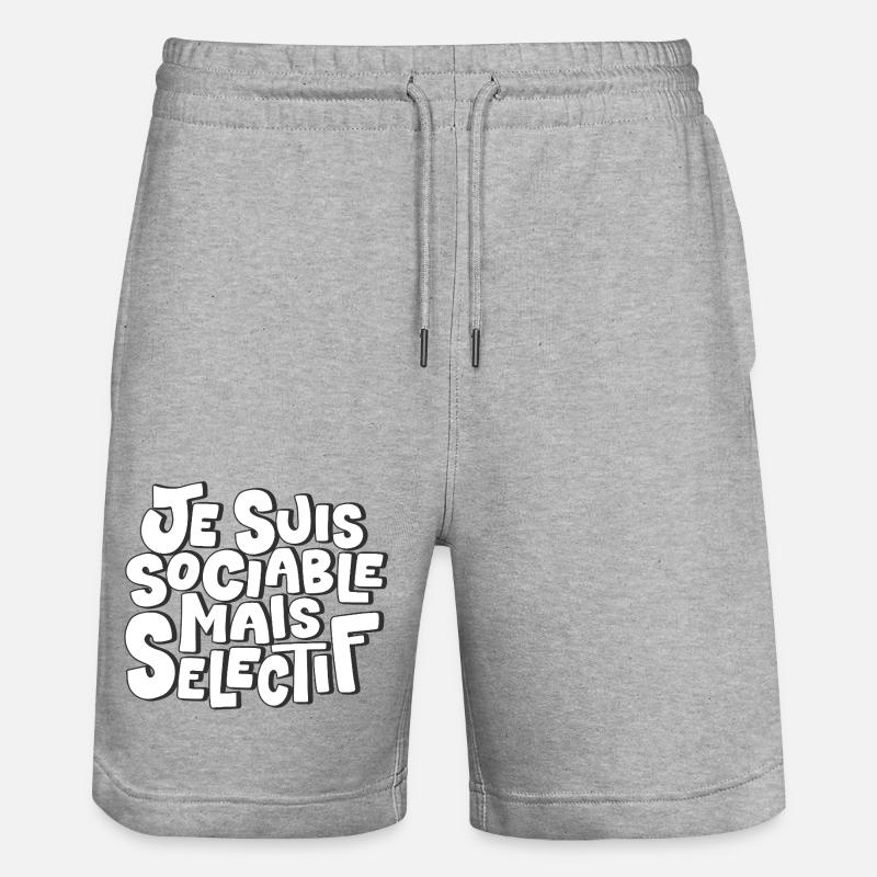 Je suis sociable mais sélectif - Short de jogging bio TRAINER Stanley/Stella unisexe - gris chiné