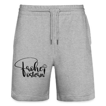 Frohe Ostern 🐰🌸 - Stanley/Stella Unisex Bio Joggingshorts Trainer  - Grau meliert - Vorne - Nik (191cm) & Marisol (170cm)
