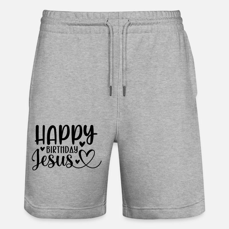 Joyeux anniversaire Jésus - Short de jogging bio TRAINER Stanley/Stella unisexe - gris chiné