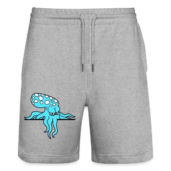 Octopus Behind Wall Fence Sign Bag Looks Evil - Stanley/Stella Trainer Unisex Organic Jogging Shorts - heather grey - Front - Nik (191cm) & Marisol (170cm)