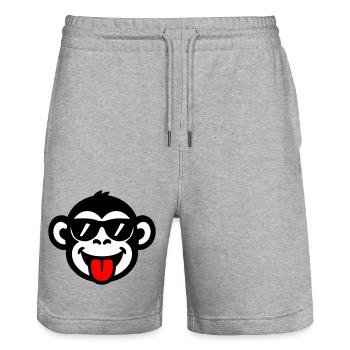 Langue de Singe Drôle - Short de jogging bio TRAINER Stanley/Stella unisexe - gris chiné - Devant - Nik (191cm) & Marisol (170cm)