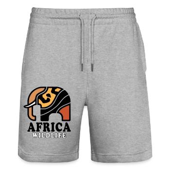 Elephant I AFRICA Wildlife - Stanley/Stella Trainer Unisex Organic Jogging Shorts - heather grey - Front - Nik (191cm) & Marisol (170cm)