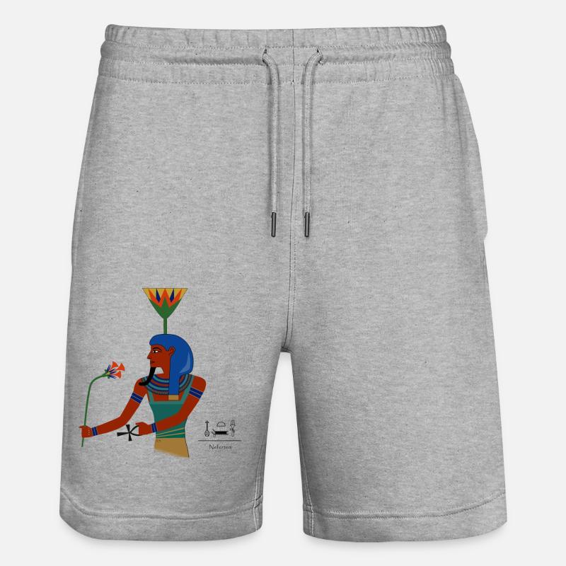 Nefertem I ancient Egyptian deity - Stanley/Stella Trainer Unisex Organic Jogging Shorts - heather grey