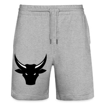 Bull / Taurus / Ox / Bull Head (2C) - Stanley/Stella Trainer Unisex Organic Jogging Shorts - heather grey - Front - Nik (191cm) & Marisol (170cm)