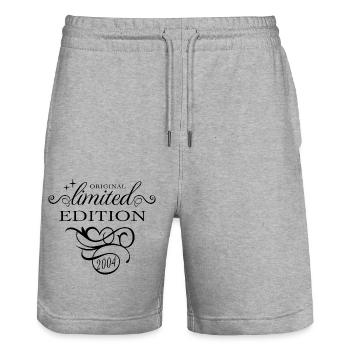 Edition Limitée 2004 - Cadeau d’Anniversaire Femme - Short de jogging bio TRAINER Stanley/Stella unisexe - gris chiné - Devant - Nik (191cm) & Marisol (170cm)