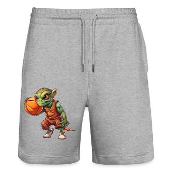 Caméléon de basket-ball - Short de jogging bio TRAINER Stanley/Stella unisexe - gris chiné - Devant - Nik (191cm) & Marisol (170cm)