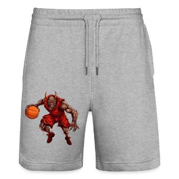 Basketballer Teufel - Stanley/Stella Unisex Bio Joggingshorts Trainer  - Grau meliert - Vorne - Nik (191cm) & Marisol (170cm)