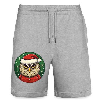 Eule Weihnachten - Stanley/Stella Unisex Bio Joggingshorts Trainer  - Grau meliert - Vorne - Nik (191cm) & Marisol (170cm)