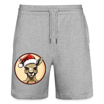 Känguru Weihnachten - Stanley/Stella Unisex Bio Joggingshorts Trainer  - Grau meliert - Vorne - Nik (191cm) & Marisol (170cm)