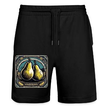 Lebensmittel / Obst / Markt / Vitamine / Design - Stanley/Stella Unisex Bio Joggingshorts Trainer  - Schwarz - Vorne - Nik (191cm) & Marisol (170cm)