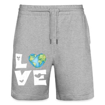 Liebe Erde Herz - Stanley/Stella Unisex Bio Joggingshorts Trainer  - Grau meliert - Vorne - Nik (191cm) & Marisol (170cm)