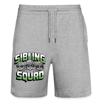Sibling Squad Sibling Love and Rivalry - Stanley/Stella Trainer Unisex Organic Jogging Shorts - heather grey - Front - Nik (191cm) & Marisol (170cm)