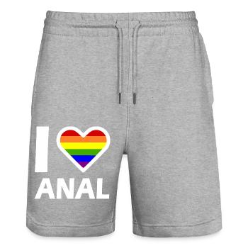 I love anal - Short de jogging bio TRAINER Stanley/Stella unisexe - gris chiné - Devant - Nik (191cm) & Marisol (170cm)