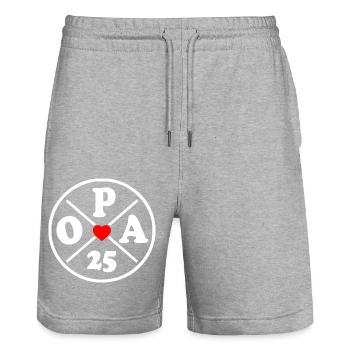 Opa 2025 - Stanley/Stella Unisex Bio Joggingshorts Trainer  - Grau meliert - Vorne - Nik (191cm) & Marisol (170cm)