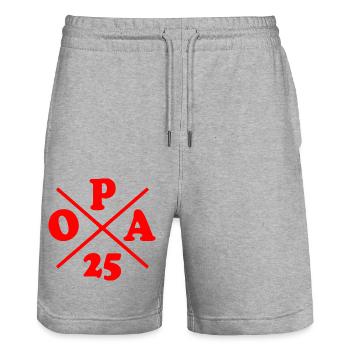 Opa 2025 - Stanley/Stella Unisex Bio Joggingshorts Trainer  - Grau meliert - Vorne - Nik (191cm) & Marisol (170cm)